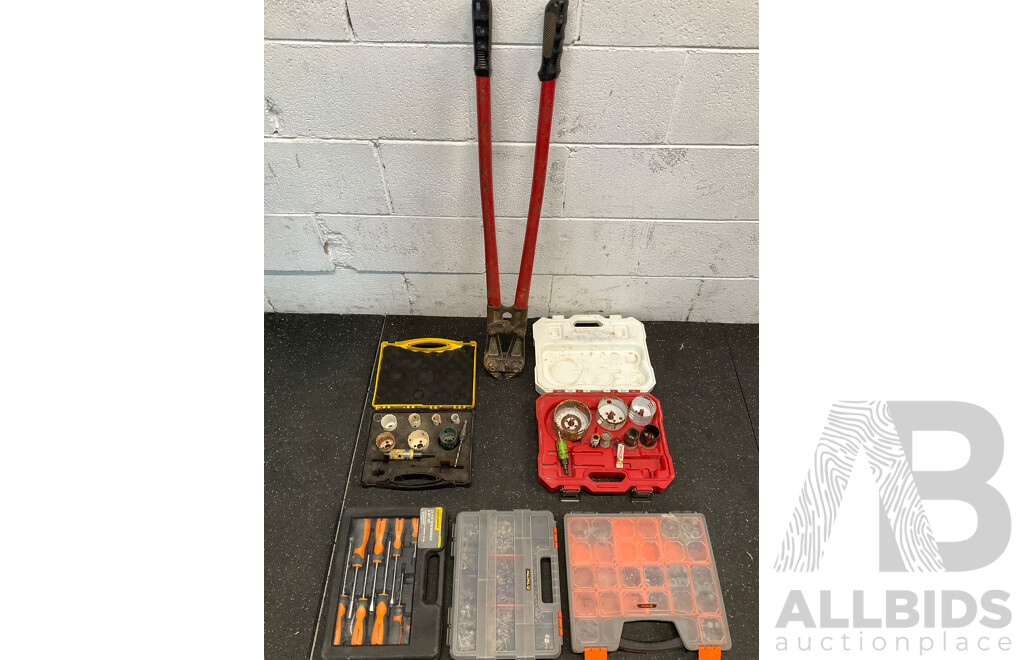 Assorted Tools, Nuts and Bolt Cutter