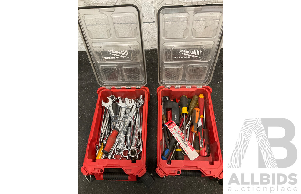 MILWAUKEE PACKOUT Compact Organiser (x2) with Assorted Tools