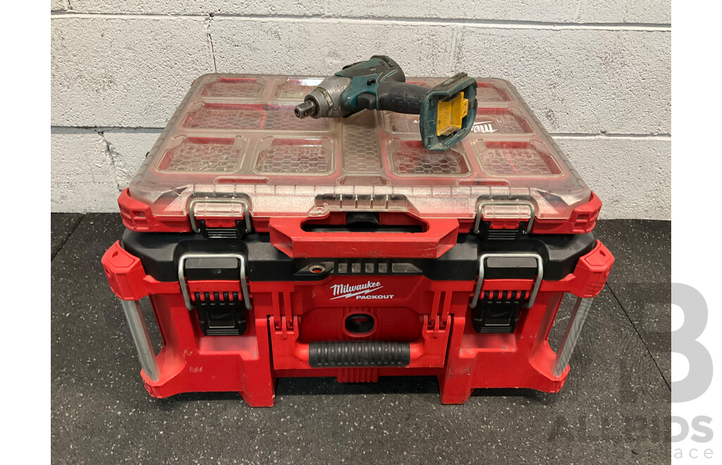 MILWAUKEE PACKOUT Storage System Tool Boxes and MAKITA Impact Wrench (Skin Only)