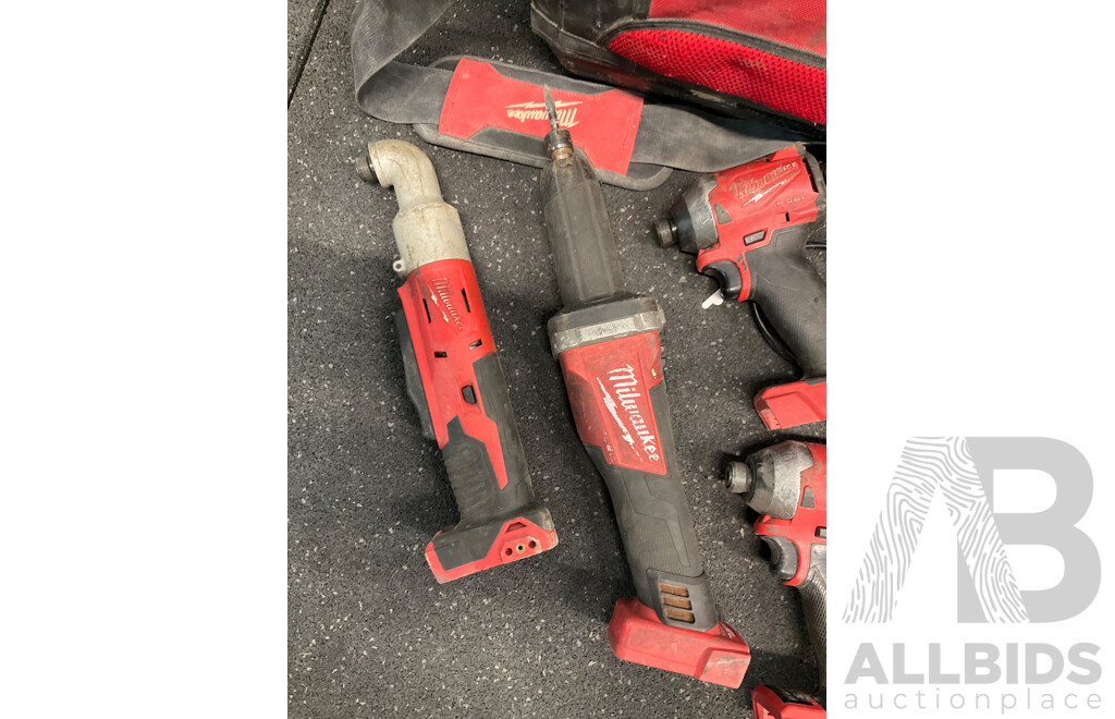 MILWAUKEE PACKOUT Storage Tote with Assorted Milwaukke 18V Tools and Battery Charger