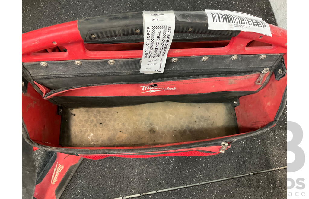 MILWAUKEE PACKOUT Storage Tote with Assorted Milwaukke 18V Tools and Battery Charger