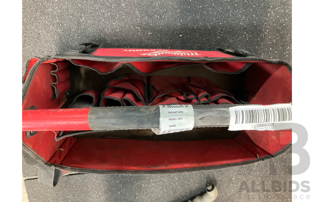 MILWAUKEE PACKOUT Storage Tote with Assorted Milwaukke 18V Tools and Battery Charger