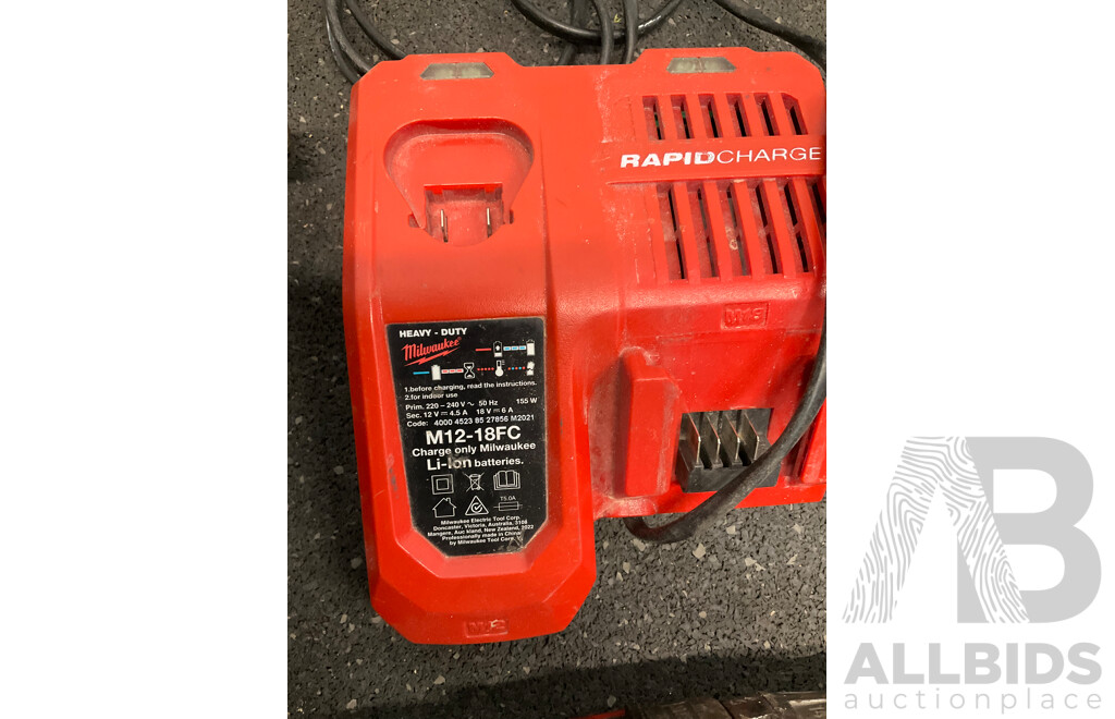 MILWAUKEE PACKOUT Storage Tote with Assorted Milwaukke 18V Tools and Battery Charger