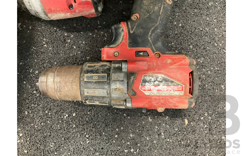 MILWAUKEE 18V Cordless Power Tools, Including Impact Driver, Hammer Drill, Rotary Hammer, Led Light and 5.0 Battery - Lot of 5