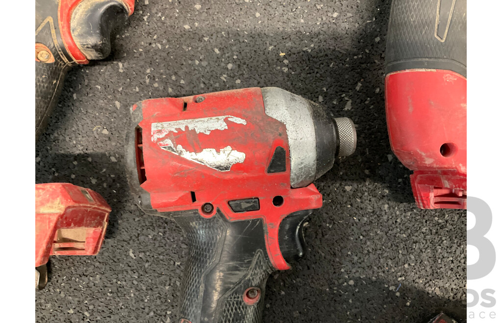 MILWAUKEE 18V Cordless Power Tools, Including Impact Driver, Hammer Drill, Rotary Hammer, Led Light and 5.0 Battery - Lot of 5