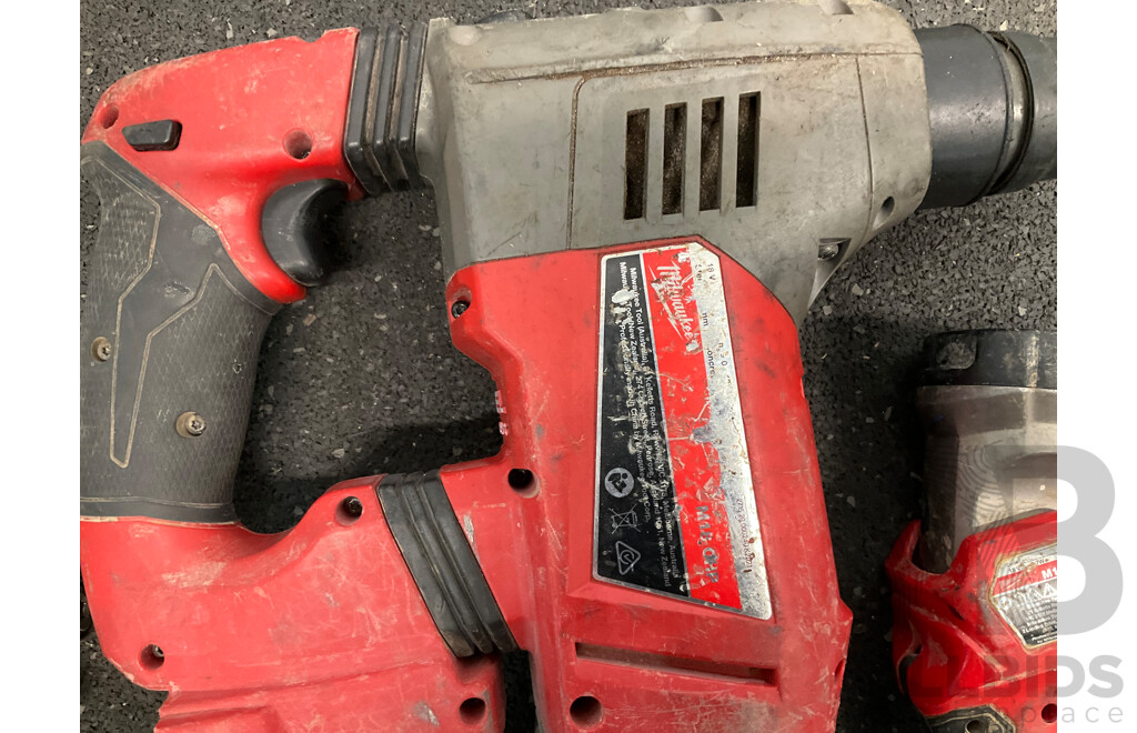 MILWAUKEE 18V Cordless Power Tools, Including Impact Driver, Hammer Drill, Rotary Hammer, Led Light and 5.0 Battery - Lot of 5