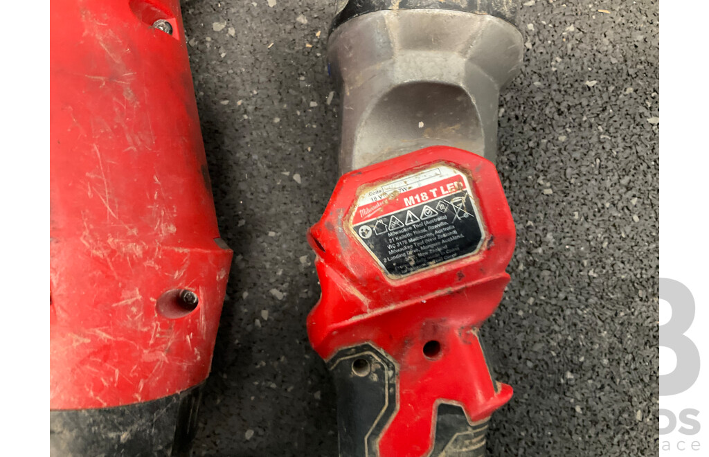 MILWAUKEE 18V Cordless Power Tools, Including Impact Driver, Hammer Drill, Rotary Hammer, Led Light and 5.0 Battery - Lot of 5