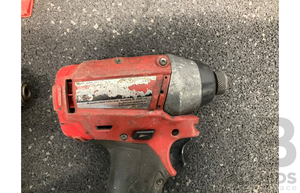 MILWAUKEE 18V Cordless Power Tools, Including Impact Drivers and Hammer Drills - Lot of 5