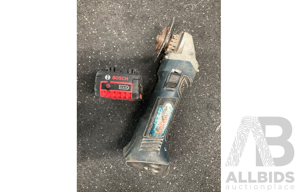 DeWALT Impact Driver (DC886XE), DeWALT Battery Charger (DCB118XE) and BOSCH Angle Grinder with Battery - Lot of 3