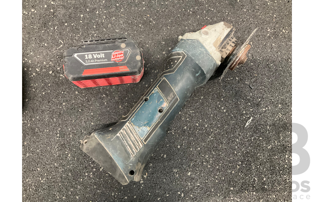 DeWALT Impact Driver (DC886XE), DeWALT Battery Charger (DCB118XE) and BOSCH Angle Grinder with Battery - Lot of 3