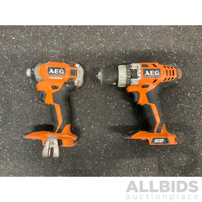 AEG (BSB18CB) Brushless Impact Driver and Hammer Drill - Lot of 2
