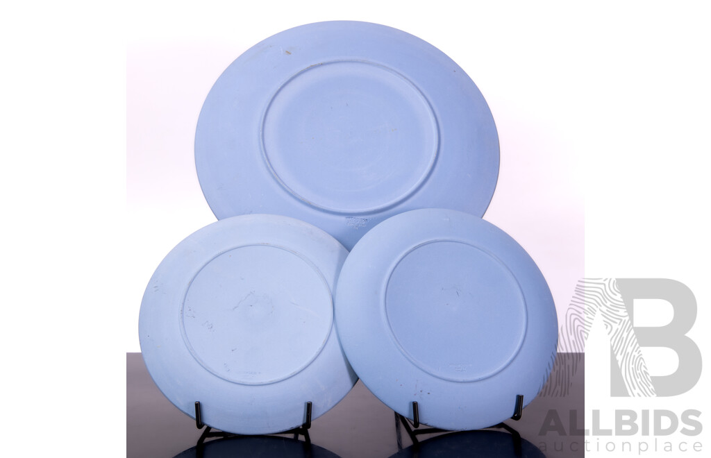 Collection Three Pieces Wedgwood Blue and White Jasper Ware