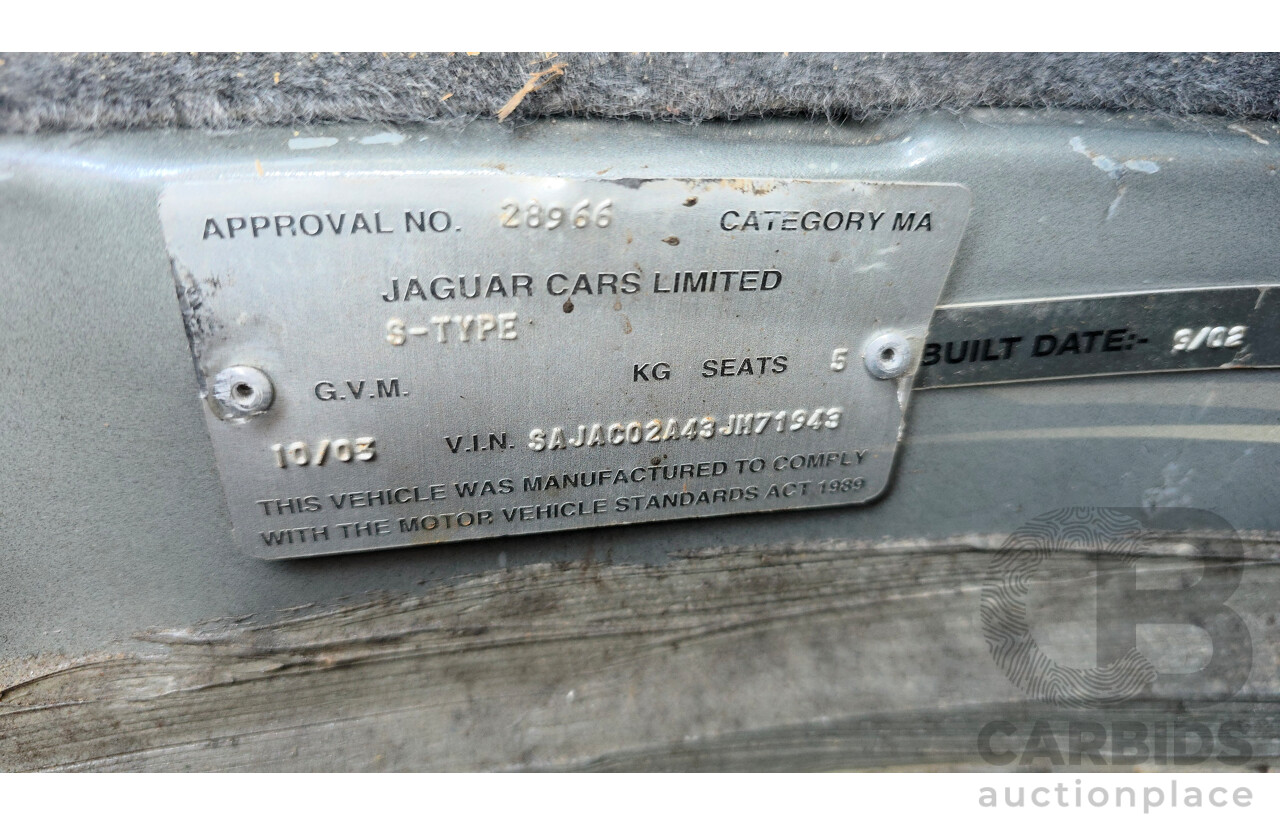 10/2003 Jaguar S Type V6 RWD  4D Sedan Grey 2.5L