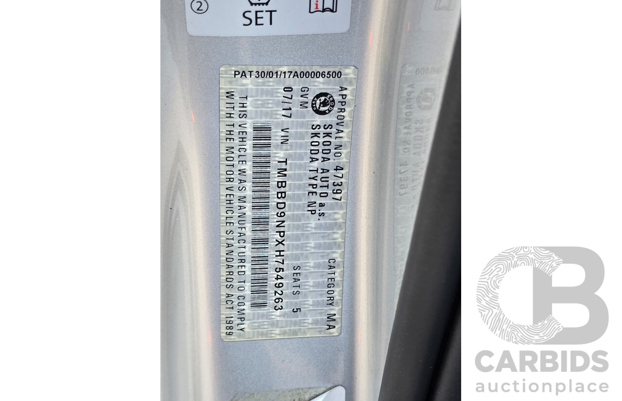 07/2017 Skoda Superb 162TSI NP MY17 4d Sedan Brilliant Silver Metallic Turbo 2.0L