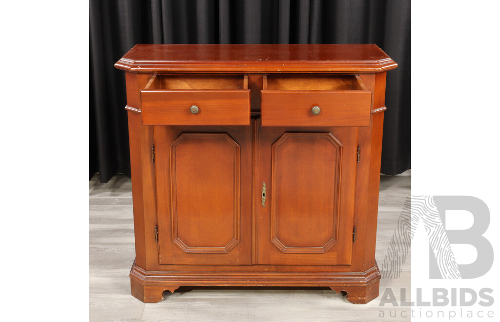 Reproduction Mahogany Two Door Cabinet with Two Drawers