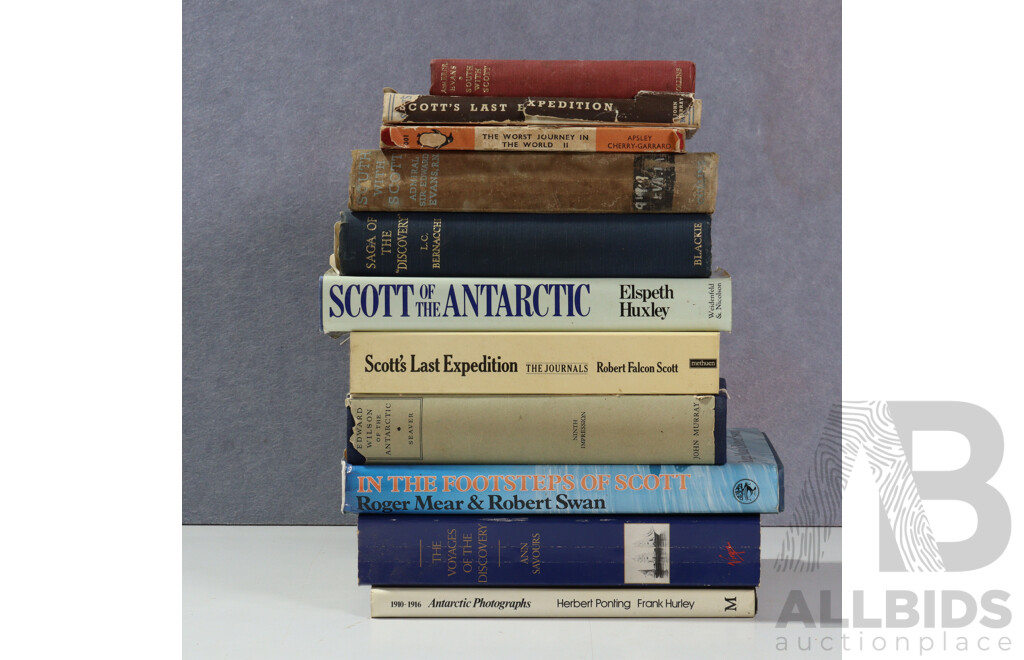Collection Books Regarding Antarctic Explorer Robert Falcon Scott and Members of the Terra Nova Expedition