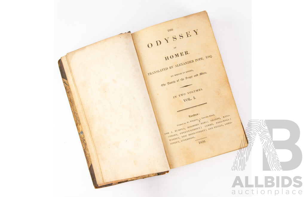 Selectae E Profanis Scriptoribus Historiae, London, 1784, Along with Popes Odyssy of Homer, 1820, Both Harcovers