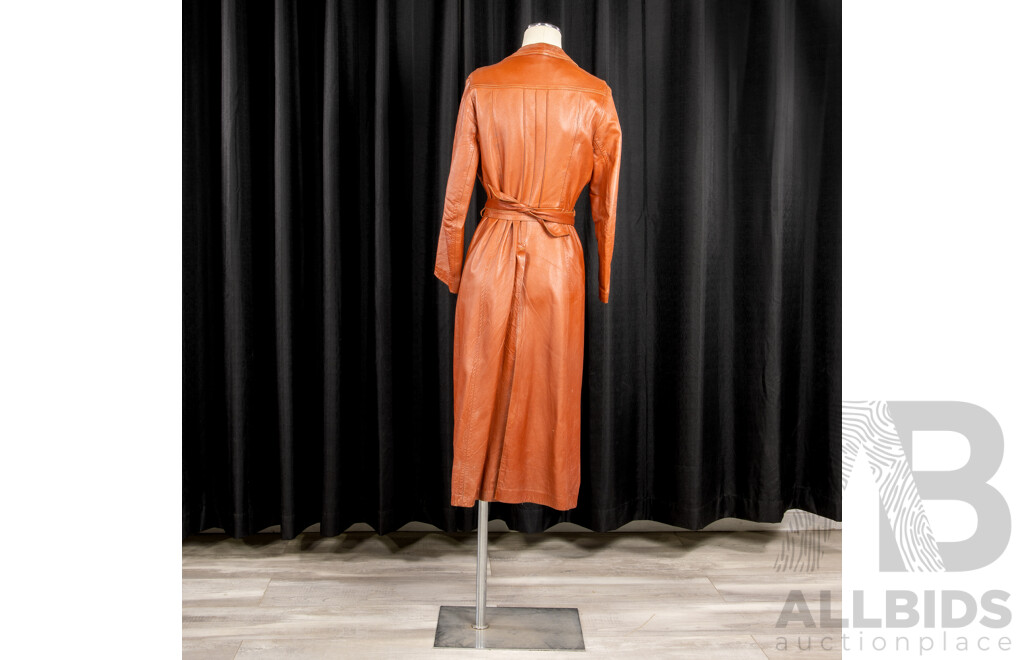 Vintage Full Length Butter Leather Belted Trench Coat