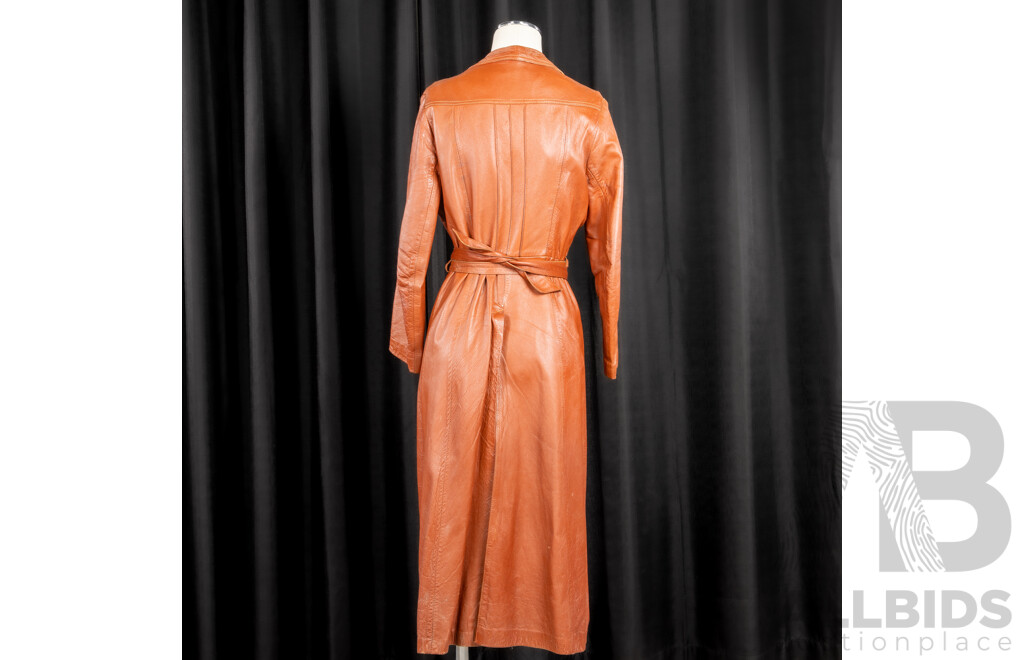 Vintage Full Length Butter Leather Belted Trench Coat