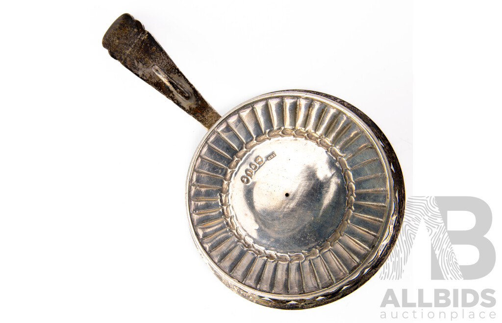 Antique Sterling Silver Candle Holder with Engraved Snake & Frog Detail to Handle, London 1884, James Barclay Hennell, Weight 150gm