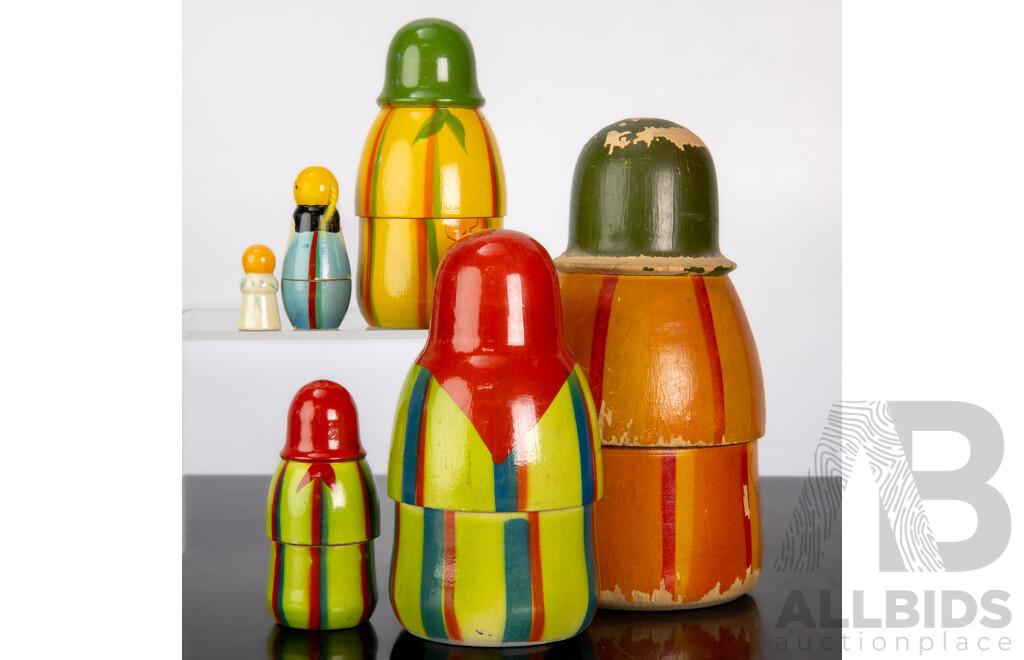 Vintage Six Layer Russian Wooden Babushka Doll