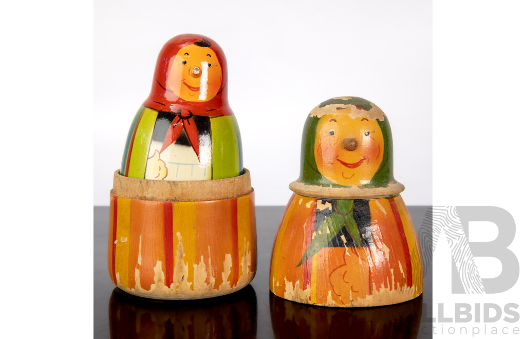 Vintage Six Layer Russian Wooden Babushka Doll