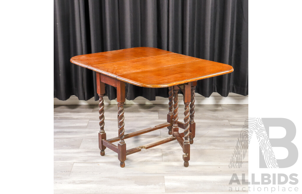 Edwardian Silky Oak Drop Side Table