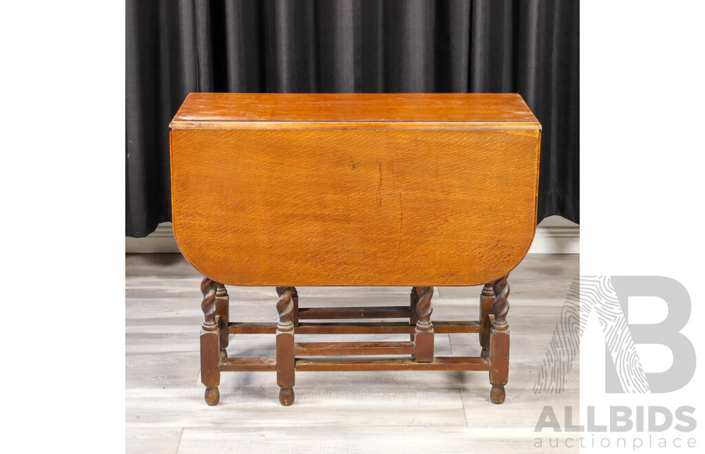 Edwardian Silky Oak Drop Side Table
