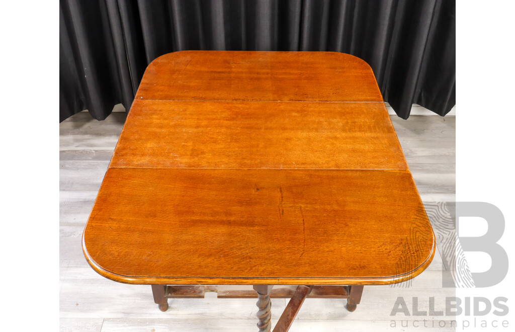 Edwardian Silky Oak Drop Side Table