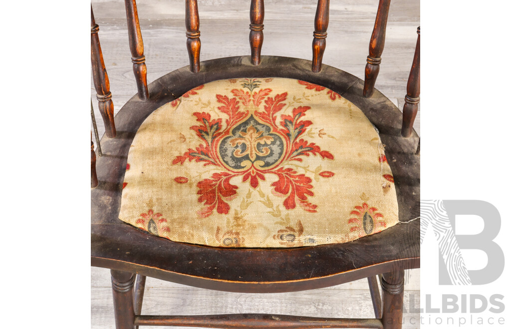 English Oak Captains Chair with Fabric Seat