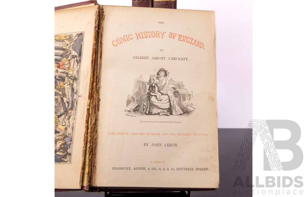Two Antique Punch Volumes 116 & 117. 1899 Along with a Century of Punch, Editor R E Williams & the Comic History of England, G.A.A Beckett