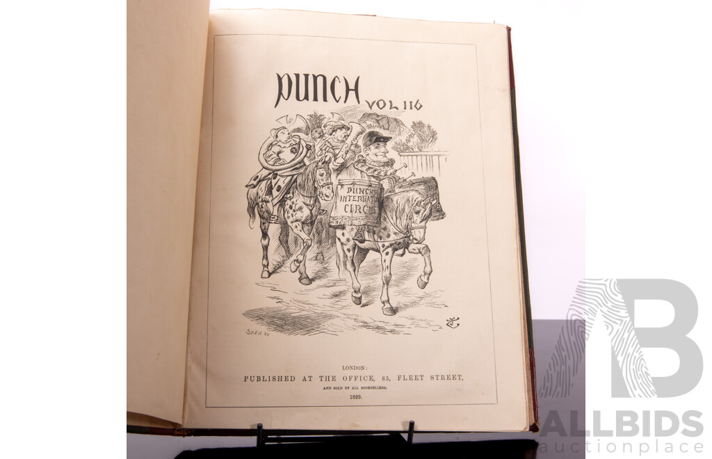 Two Antique Punch Volumes 116 & 117. 1899 Along with a Century of Punch, Editor R E Williams & the Comic History of England, G.A.A Beckett