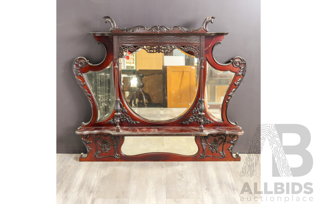 Victorian Rosewood Over Mantle Mirror