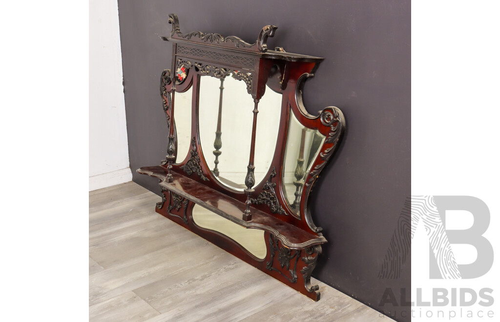 Victorian Rosewood Over Mantle Mirror