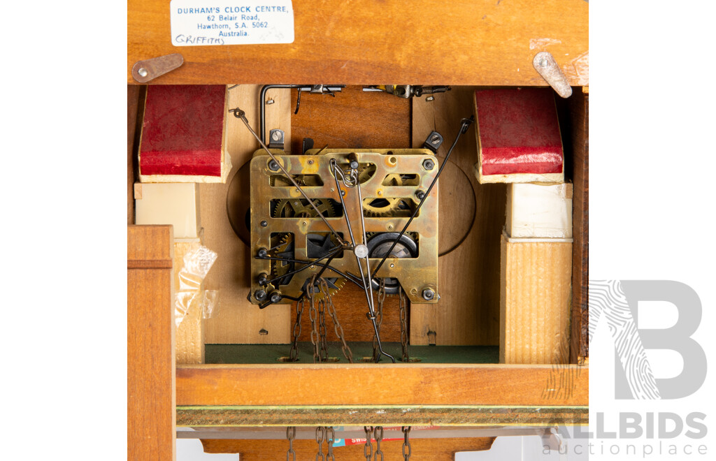 Vintage Swiss Timber Cased Cuckoo Clock with Three Train Movement