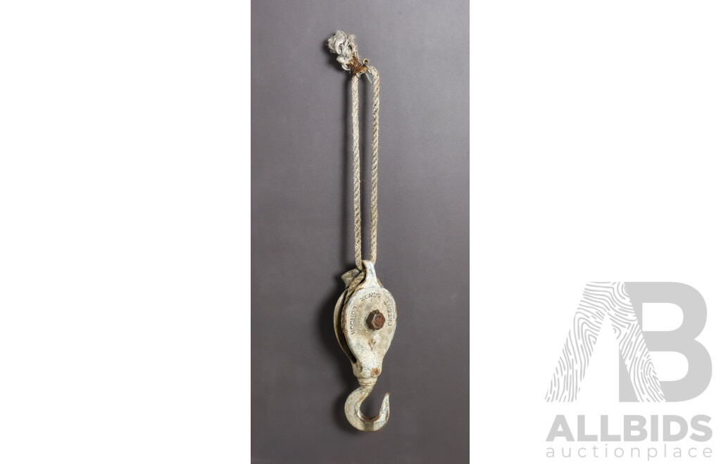 Vintage Galvanized Pulley Hook by Lenox of London