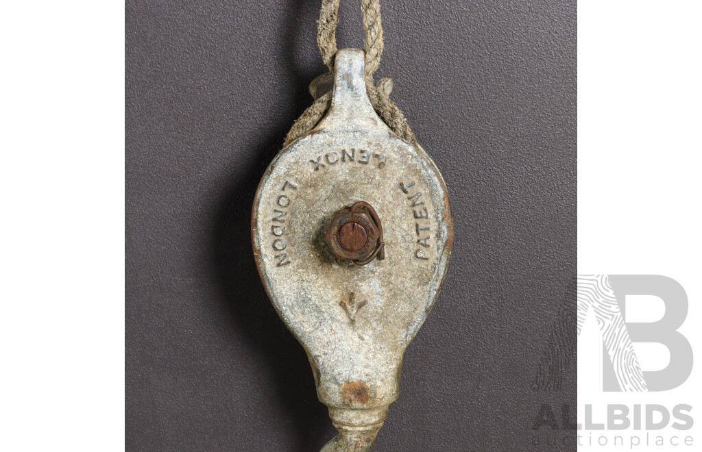 Vintage Galvanized Pulley Hook by Lenox of London