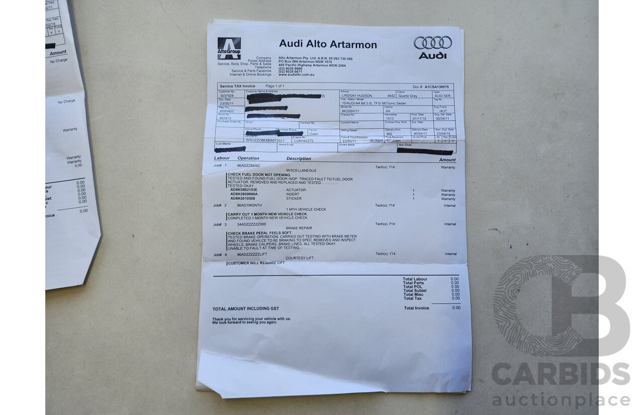 2/2011 Audi A4 2.0 TFSI B8 (8K) MY11 4d Sedan Silver 2.0L