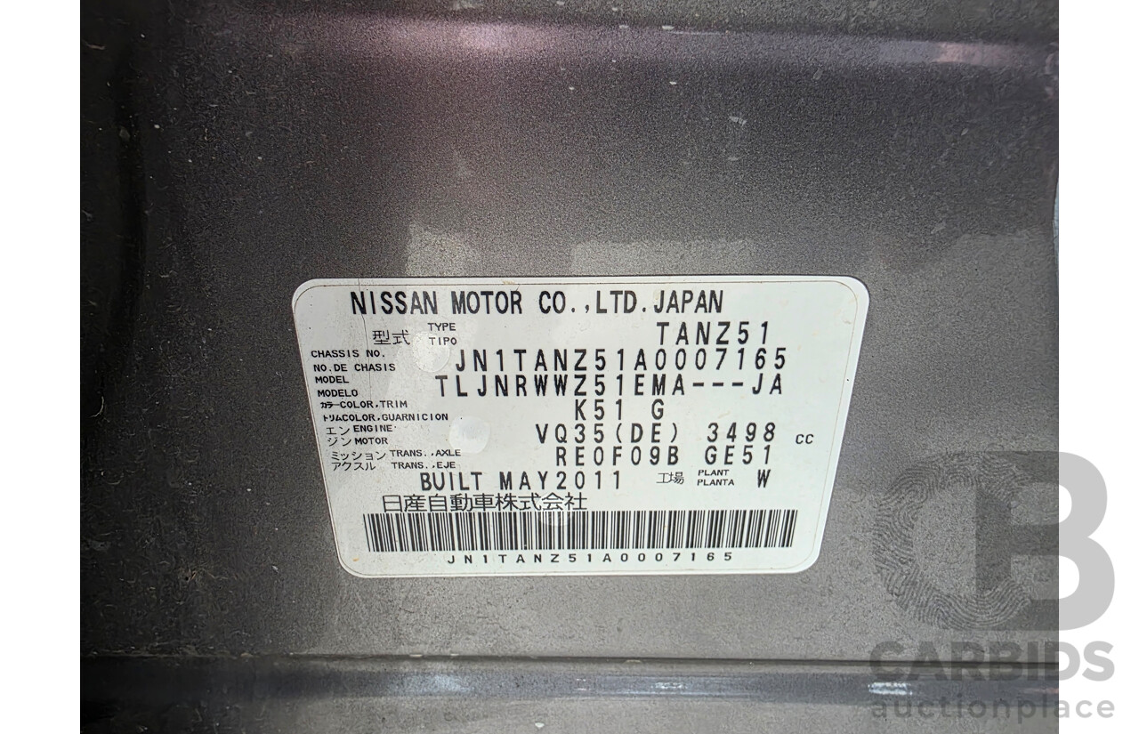 6/2011 Nissan Murano Ti Z51 MY10 4d Wagon Silver 3.5L