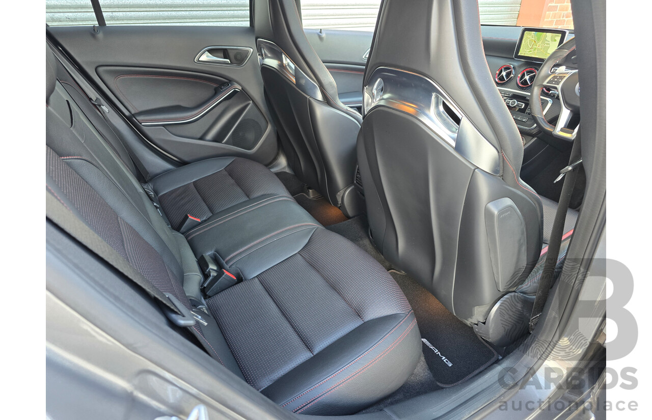 07/2015 Mercedes Benz A45 AMG (AWD) 176 MY15 5d Hatchback Mountain Grey Metallic Turbo 2.0L