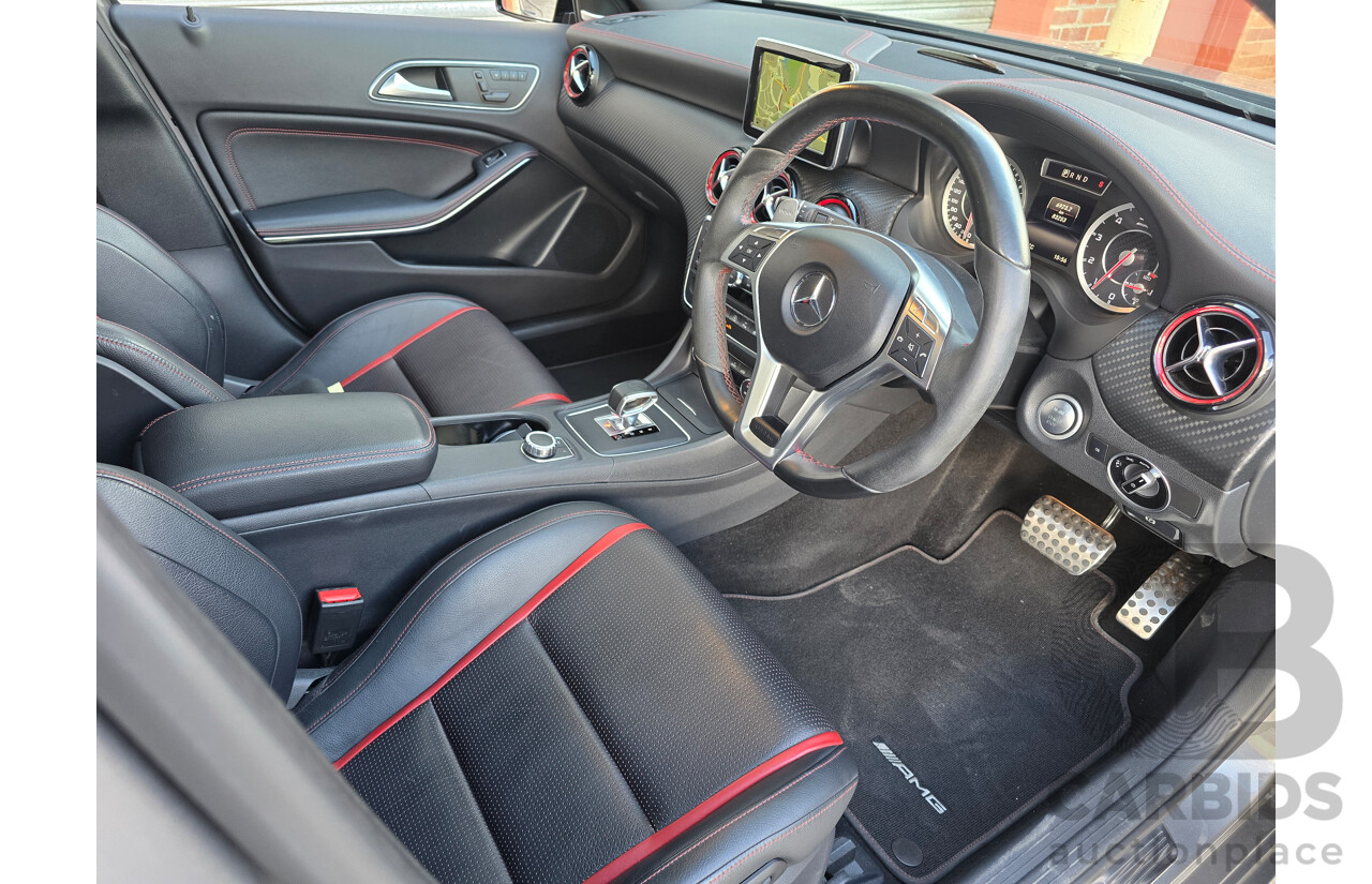 07/2015 Mercedes Benz A45 AMG (AWD) 176 MY15 5d Hatchback Mountain Grey Metallic Turbo 2.0L