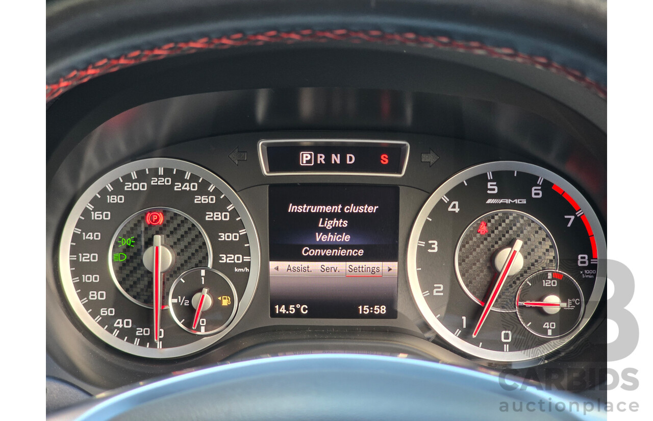 07/2015 Mercedes Benz A45 AMG (AWD) 176 MY15 5d Hatchback Mountain Grey Metallic Turbo 2.0L