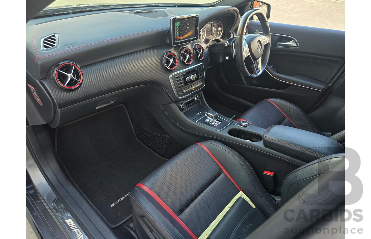 07/2015 Mercedes Benz A45 AMG (AWD) 176 MY15 5d Hatchback Mountain Grey Metallic Turbo 2.0L
