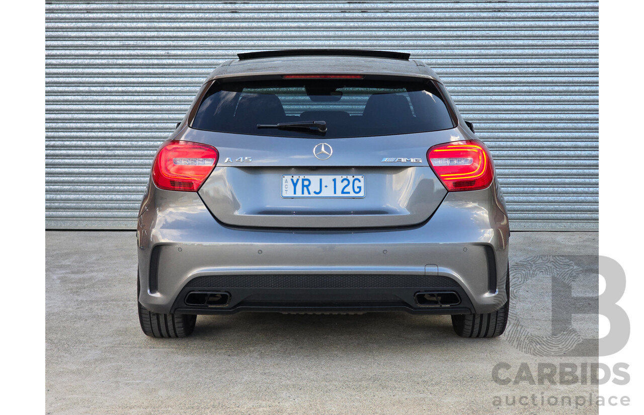07/2015 Mercedes Benz A45 AMG (AWD) 176 MY15 5d Hatchback Mountain Grey Metallic Turbo 2.0L