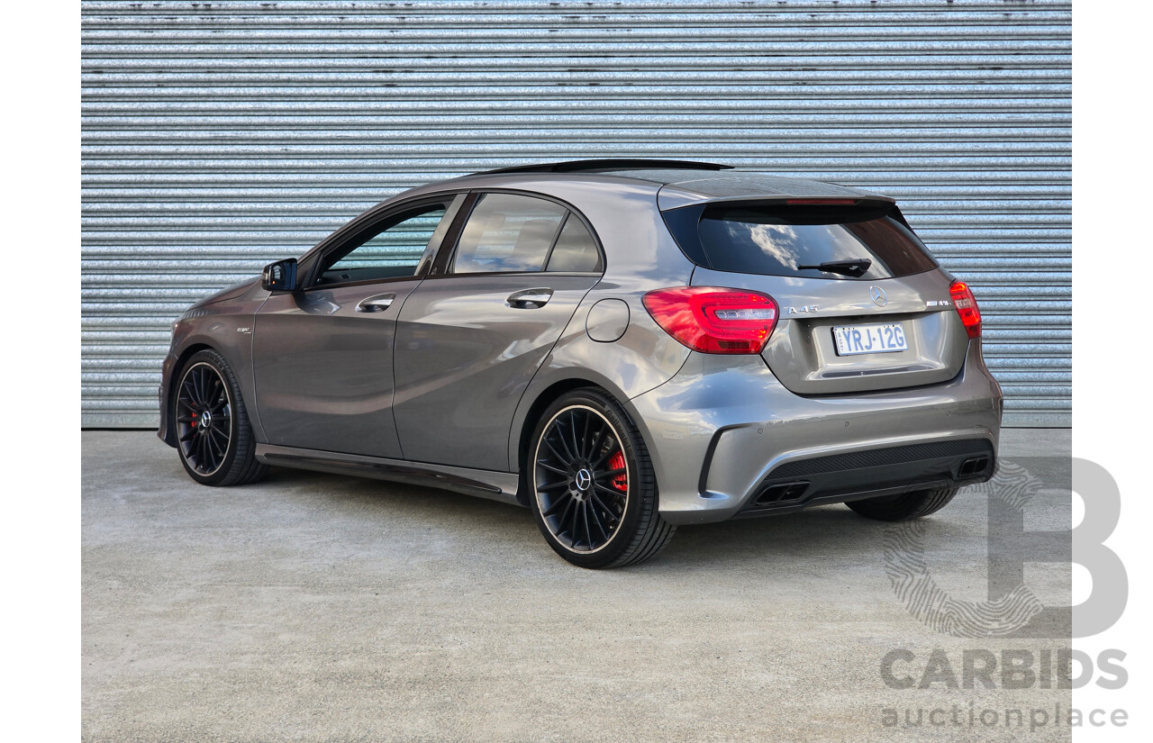 07/2015 Mercedes Benz A45 AMG (AWD) 176 MY15 5d Hatchback Mountain Grey Metallic Turbo 2.0L