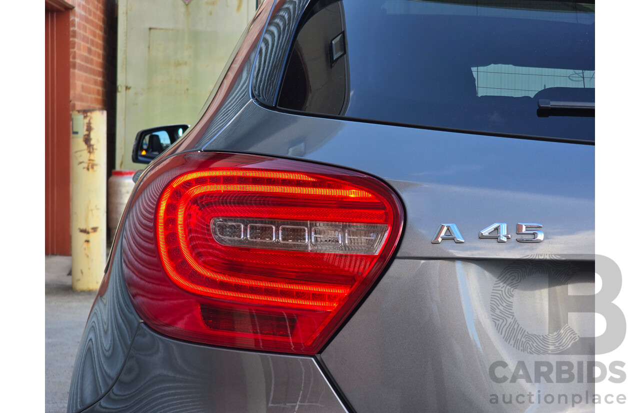 07/2015 Mercedes Benz A45 AMG (AWD) 176 MY15 5d Hatchback Mountain Grey Metallic Turbo 2.0L