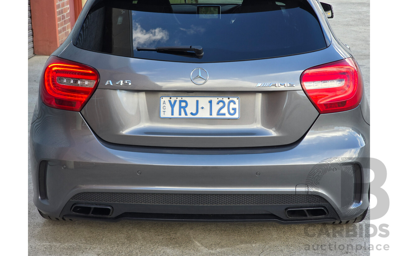 07/2015 Mercedes Benz A45 AMG (AWD) 176 MY15 5d Hatchback Mountain Grey Metallic Turbo 2.0L