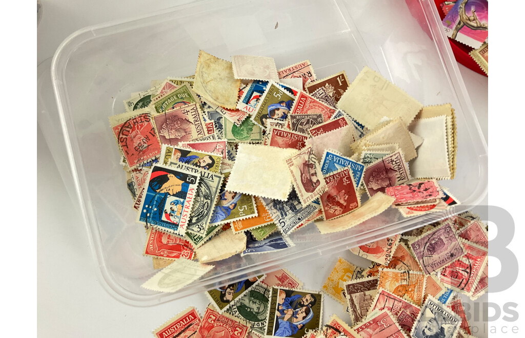 Large Collection of Australian Stamps, Examples Spanning 1930's to 1990's, Tub of Predecimal, Australia/London Customs, Victoria Rail and More