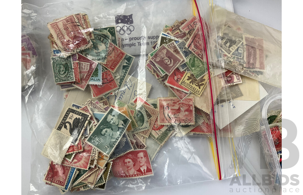 Large Collection of Australian Stamps, Examples Spanning 1930's to 1990's, Tub of Predecimal, Australia/London Customs, Victoria Rail and More