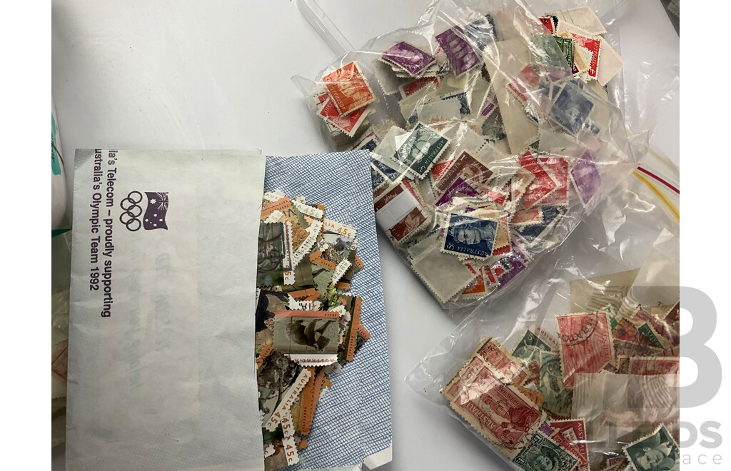 Large Collection of Australian Stamps, Examples Spanning 1930's to 1990's, Tub of Predecimal, Australia/London Customs, Victoria Rail and More